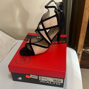 Black Suedette  3” inch heels new in box